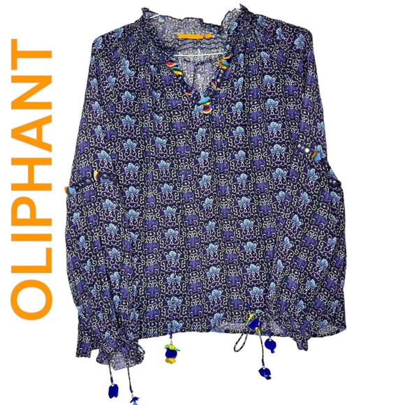 Oliphant Blue and Yellow Patterned Blouse - Picture 1 of 16